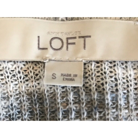 Loft Gray Beige Open Drape Linen Blend Long Sleeves Lightweight Sweater S - Picture 8 of 9